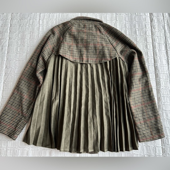 Mystree Wool Blend Button Down Jacket — Pleated Plaid & Faux Suede | NWT | Small - Picture 3 of 13